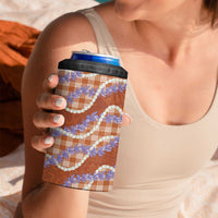 Orange Hawaii Palaka Honohono Pikake 4 in 1 Can Cooler Tumbler Hawaiian Orchid Lei Polynesian Pattern - Polynesian Pride