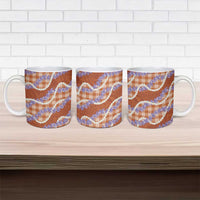 Orange Hawaii Palaka Honohono Pikake Ceramic Mug Hawaiian Orchid Lei Polynesian Pattern - Polynesian Pride