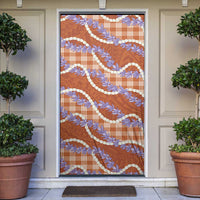 Orange Hawaii Palaka Honohono Pikake Door Cover Hawaiian Orchid Lei Polynesian Pattern - Polynesian Pride