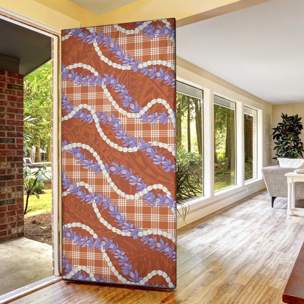 Orange Hawaii Palaka Honohono Pikake Door Cover Hawaiian Orchid Lei Polynesian Pattern - Polynesian Pride