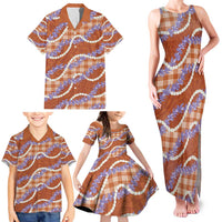 Orange Hawaii Palaka Honohono Pikake Family Matching Tank Maxi Dress and Hawaiian Shirt Hawaiian Orchid Lei Polynesian Pattern - Polynesian Pride