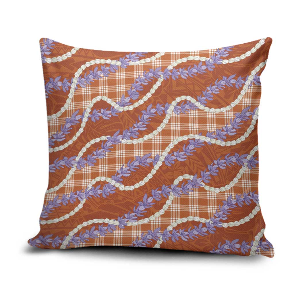 Orange Hawaii Palaka Honohono Pikake Pillow Cover Hawaiian Orchid Lei Polynesian Pattern - Polynesian Pride