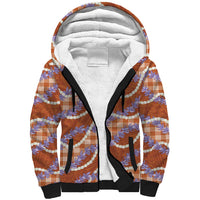 Orange Hawaii Palaka Honohono Pikake Sherpa Hoodie Hawaiian Orchid Lei Polynesian Pattern - Polynesian Pride