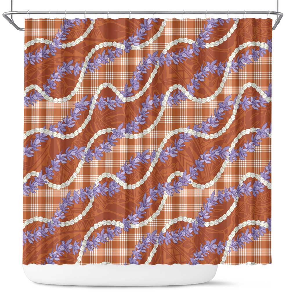 Orange Hawaii Palaka Honohono Pikake Shower Curtain Hawaiian Orchid Lei Polynesian Pattern - Polynesian Pride