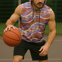 Orange Hawaii Palaka Honohono Pikake Sleeveless Zip Hoodie Hawaiian Orchid Lei Polynesian Pattern - Polynesian Pride