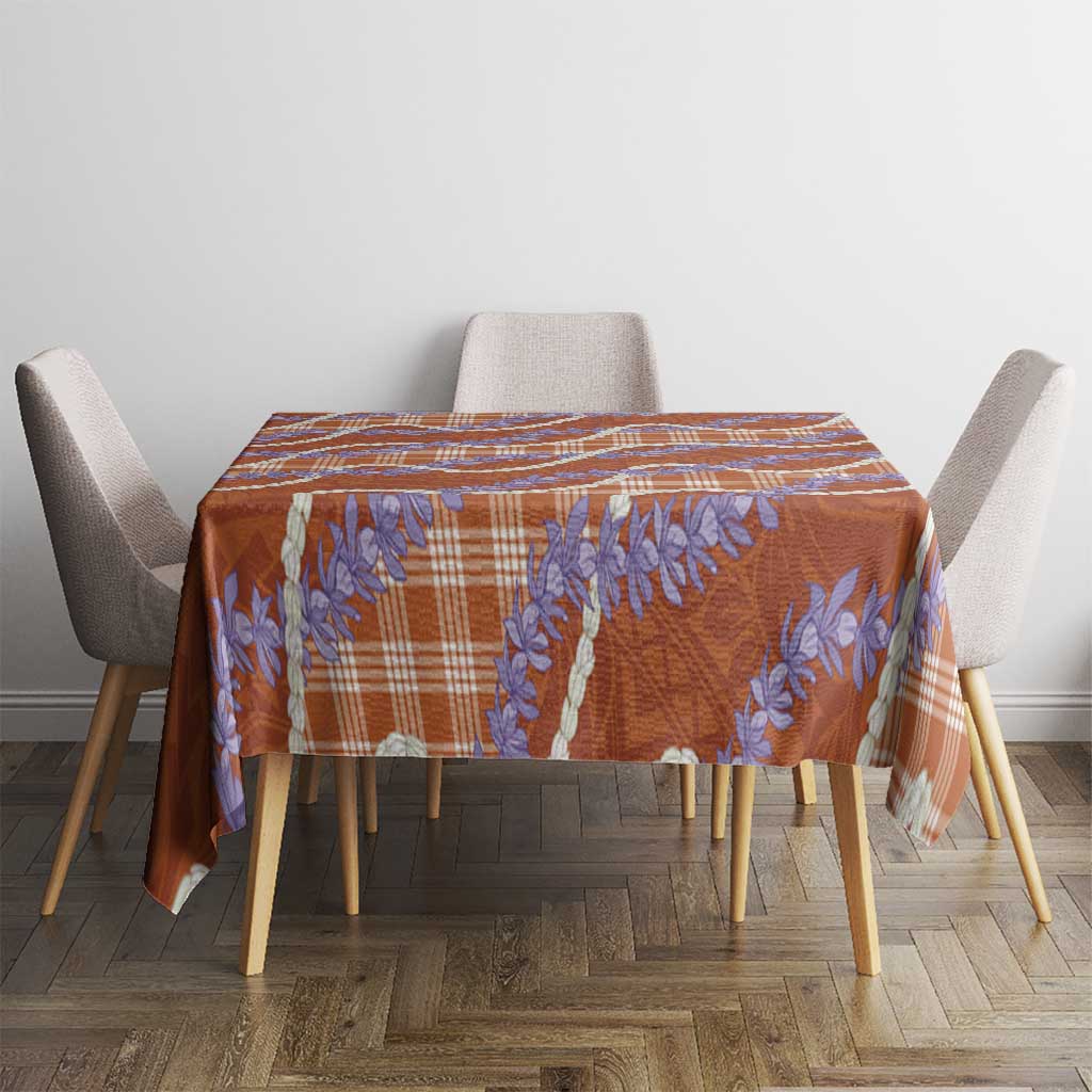 Orange Hawaii Palaka Honohono Pikake Tablecloth Hawaiian Orchid Lei Polynesian Pattern - Polynesian Pride