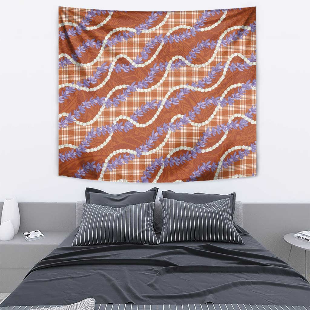 Orange Hawaii Palaka Honohono Pikake Tapestry Hawaiian Orchid Lei Polynesian Pattern - Polynesian Pride