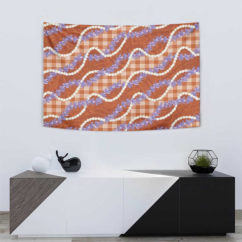 Orange Hawaii Palaka Honohono Pikake Tapestry Hawaiian Orchid Lei Polynesian Pattern - Polynesian Pride