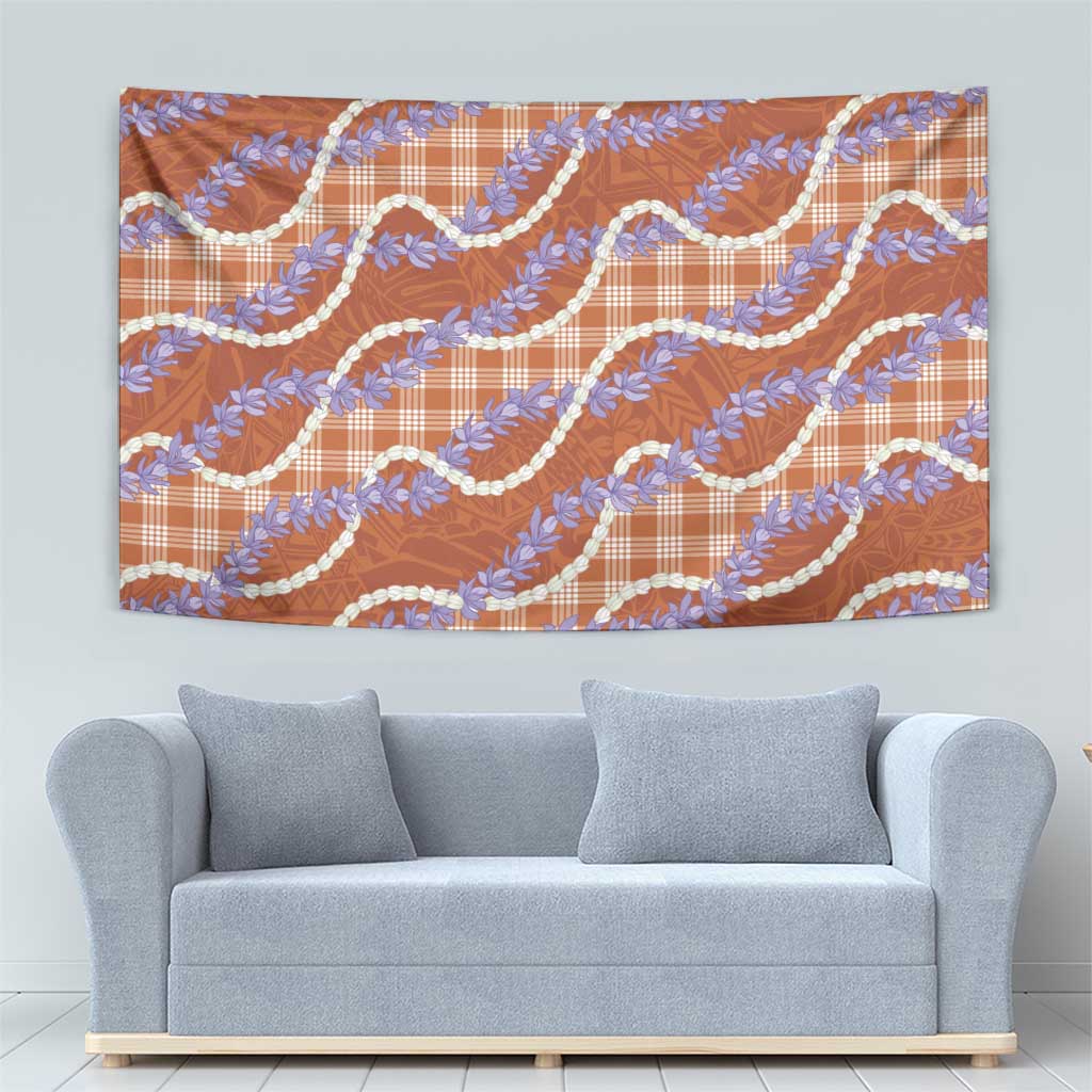Orange Hawaii Palaka Honohono Pikake Tapestry Hawaiian Orchid Lei Polynesian Pattern - Polynesian Pride