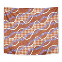 Orange Hawaii Palaka Honohono Pikake Tapestry Hawaiian Orchid Lei Polynesian Pattern - Polynesian Pride