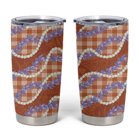 Orange Hawaii Palaka Honohono Pikake Tumbler Cup Hawaiian Orchid Lei Polynesian Pattern - Polynesian Pride