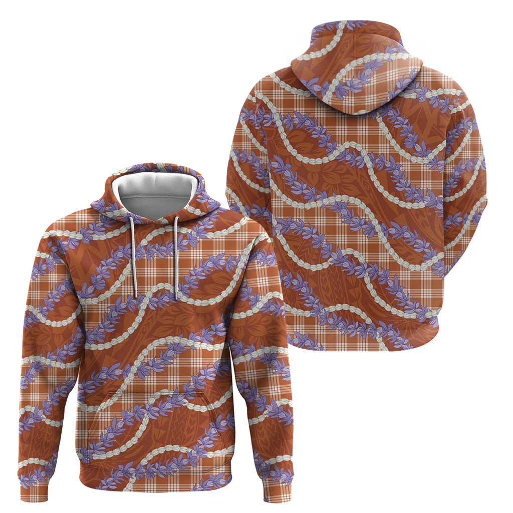 Orange Hawaii Palaka Honohono Pikake Zip Hoodie Hawaiian Orchid Lei Polynesian Pattern - Polynesian Pride
