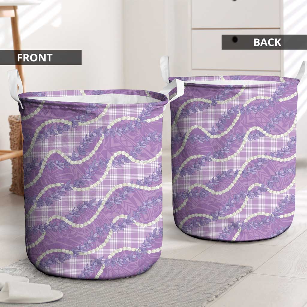 Purple Hawaii Palaka Honohono Pikake Laundry Basket Hawaiian Orchid Lei Polynesian Pattern - Polynesian Pride