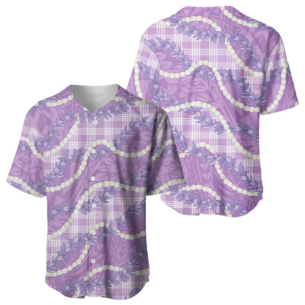 Purple Hawaii Palaka Honohono Pikake Baseball Jersey Hawaiian Orchid Lei Polynesian Pattern - Polynesian Pride