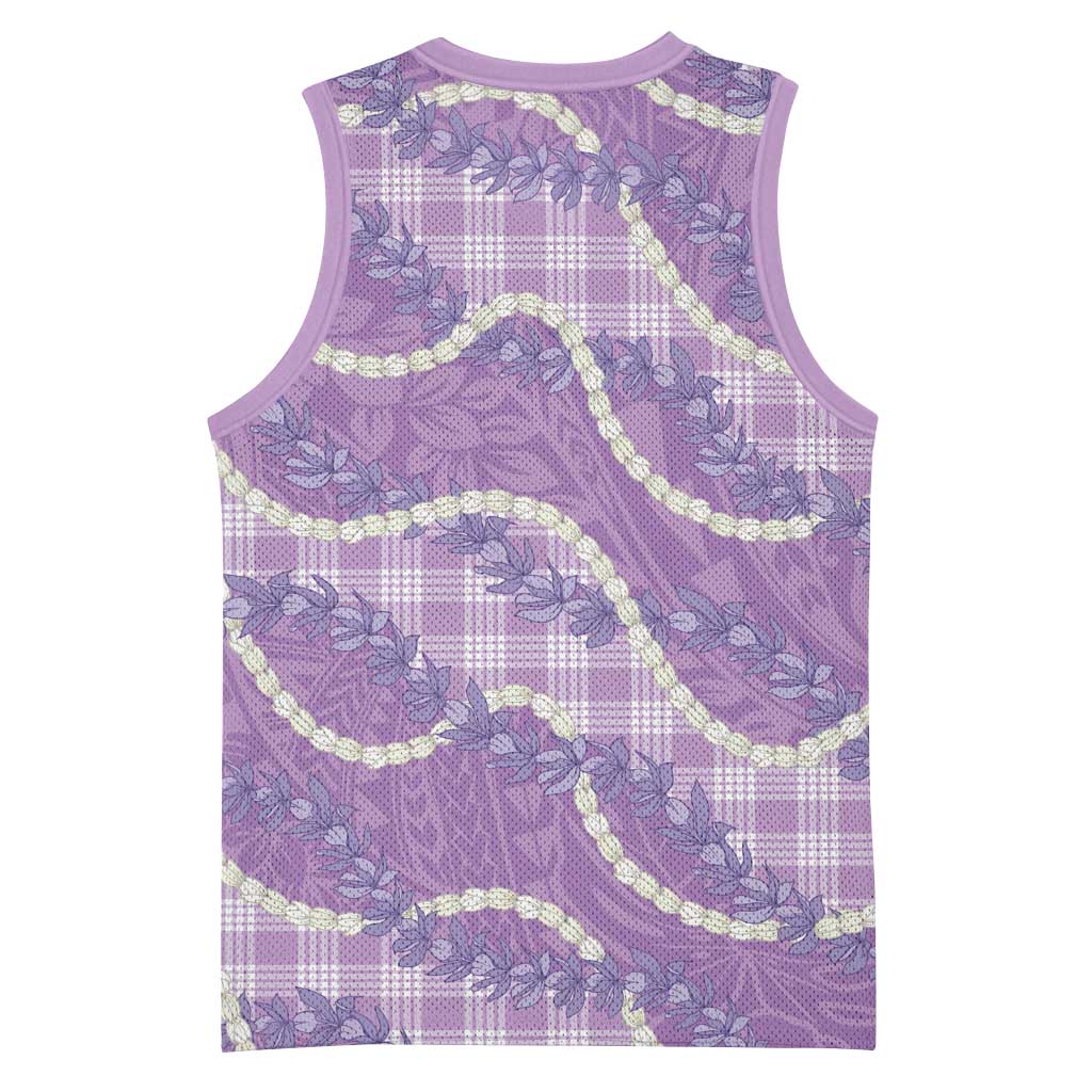 Purple Hawaii Palaka Honohono Pikake Basketball Jersey Hawaiian Orchid Lei Polynesian Pattern - Polynesian Pride