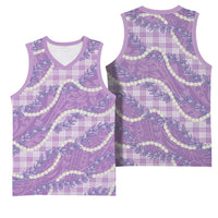 Purple Hawaii Palaka Honohono Pikake Basketball Jersey Hawaiian Orchid Lei Polynesian Pattern - Polynesian Pride