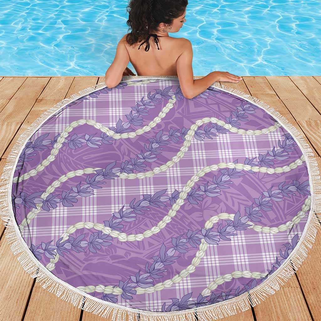 Purple Hawaii Palaka Honohono Pikake Beach Blanket Hawaiian Orchid Lei Polynesian Pattern - Polynesian Pride