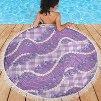 Purple Hawaii Palaka Honohono Pikake Beach Blanket Hawaiian Orchid Lei Polynesian Pattern - Polynesian Pride