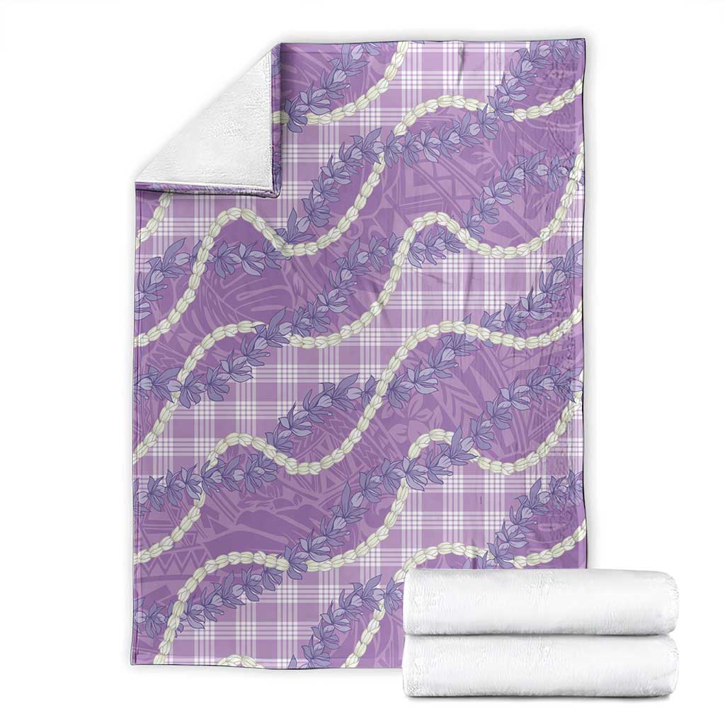Purple Hawaii Palaka Honohono Pikake Blanket Hawaiian Orchid Lei Polynesian Pattern - Polynesian Pride