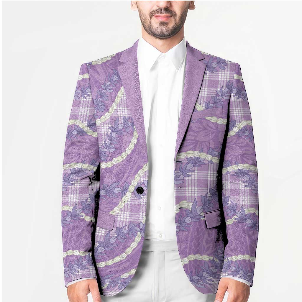 Purple Hawaii Palaka Honohono Pikake Blazer Hawaiian Orchid Lei Polynesian Pattern - Polynesian Pride