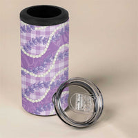 Purple Hawaii Palaka Honohono Pikake 4 in 1 Can Cooler Tumbler Hawaiian Orchid Lei Polynesian Pattern - Polynesian Pride