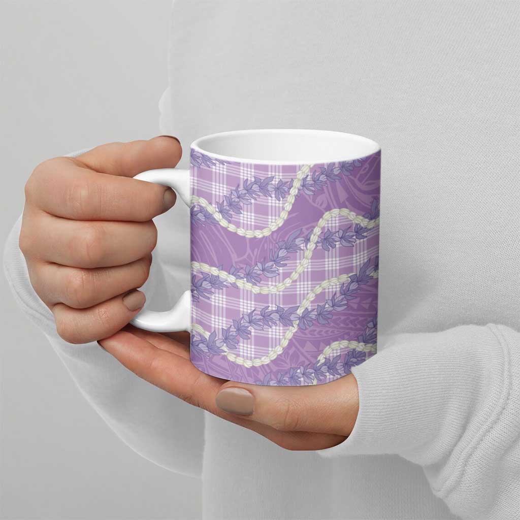 Purple Hawaii Palaka Honohono Pikake Ceramic Mug Hawaiian Orchid Lei Polynesian Pattern - Polynesian Pride
