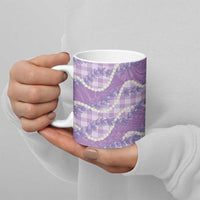 Purple Hawaii Palaka Honohono Pikake Ceramic Mug Hawaiian Orchid Lei Polynesian Pattern - Polynesian Pride