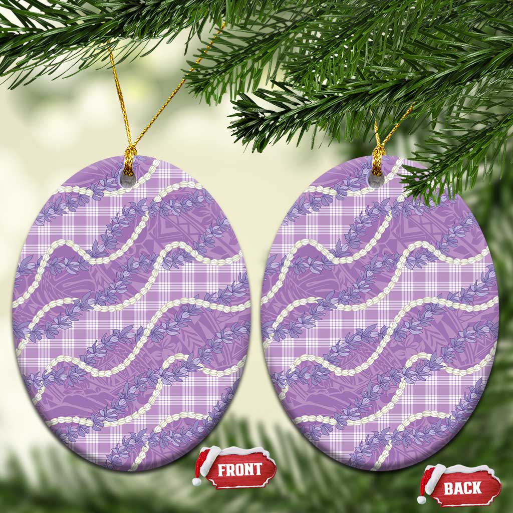 Purple Hawaii Palaka Honohono Pikake Ceramic Ornament Hawaiian Orchid Lei Polynesian Pattern - Polynesian Pride