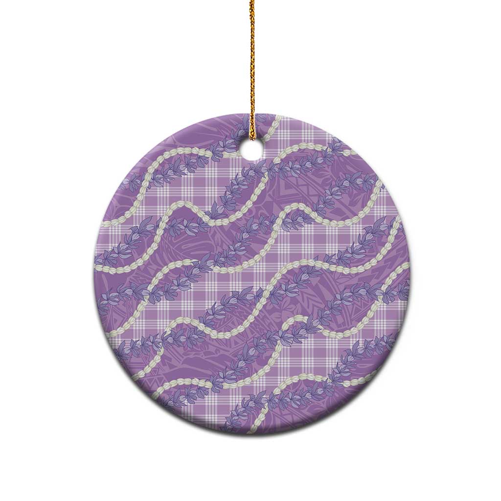 Purple Hawaii Palaka Honohono Pikake Ceramic Ornament Hawaiian Orchid Lei Polynesian Pattern - Polynesian Pride