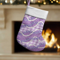 Purple Hawaii Palaka Honohono Pikake Christmas Stocking Hawaiian Orchid Lei Polynesian Pattern - Polynesian Pride