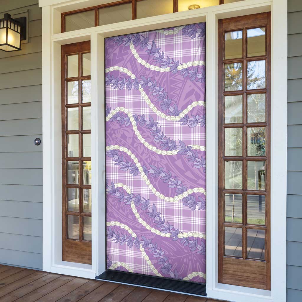 Purple Hawaii Palaka Honohono Pikake Door Cover Hawaiian Orchid Lei Polynesian Pattern - Polynesian Pride