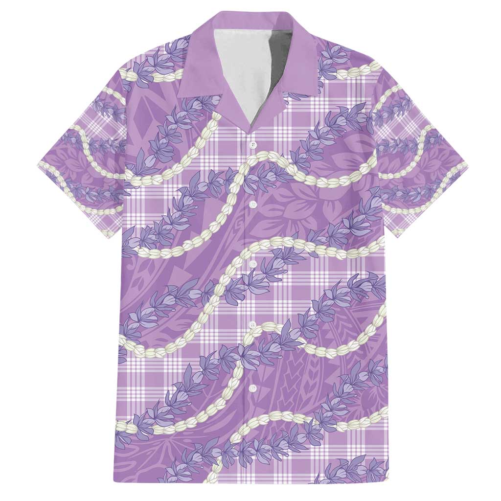Purple Hawaii Palaka Honohono Pikake Family Matching Long Sleeve Bodycon Dress and Hawaiian Shirt Hawaiian Orchid Lei Polynesian Pattern - Polynesian Pride