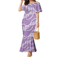 Purple Hawaii Palaka Honohono Pikake Family Matching Mermaid Dress and Hawaiian Shirt Hawaiian Orchid Lei Polynesian Pattern - Polynesian Pride