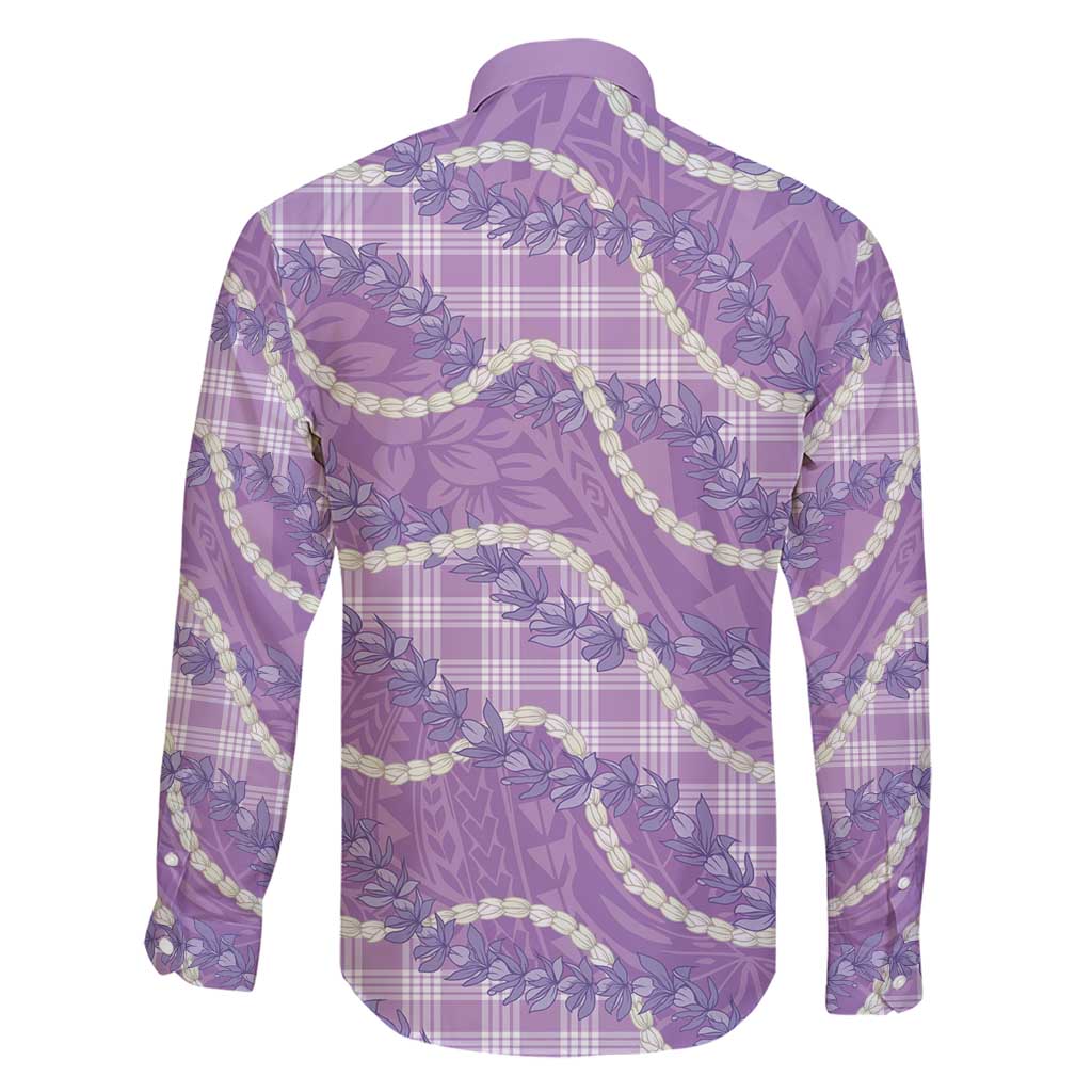 Purple Hawaii Palaka Honohono Pikake Family Matching Short Sleeve Bodycon Dress and Hawaiian Shirt Hawaiian Orchid Lei Polynesian Pattern - Polynesian Pride