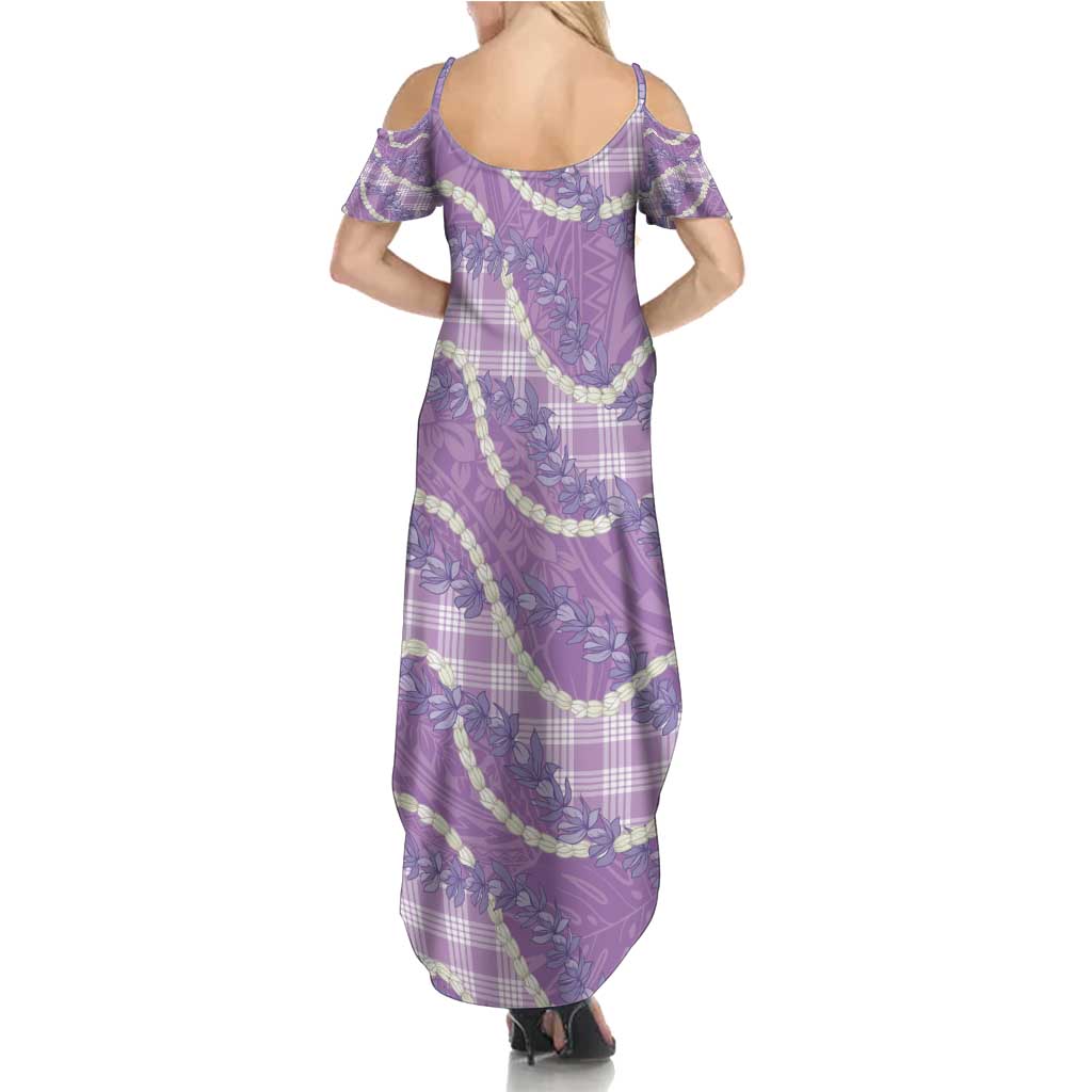 Purple Hawaii Palaka Honohono Pikake Family Matching Summer Maxi Dress and Hawaiian Shirt Hawaiian Orchid Lei Polynesian Pattern - Polynesian Pride