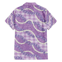 Purple Hawaii Palaka Honohono Pikake Family Matching Tank Maxi Dress and Hawaiian Shirt Hawaiian Orchid Lei Polynesian Pattern - Polynesian Pride