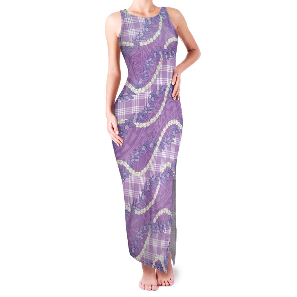 Purple Hawaii Palaka Honohono Pikake Family Matching Tank Maxi Dress and Hawaiian Shirt Hawaiian Orchid Lei Polynesian Pattern - Polynesian Pride