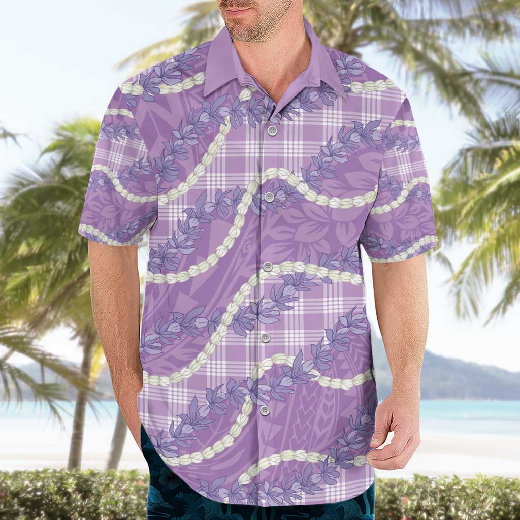 Purple Hawaii Palaka Honohono Pikake Hawaiian Shirt Hawaiian Orchid Lei Polynesian Pattern - Polynesian Pride