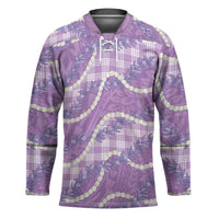 Purple Hawaii Palaka Honohono Pikake Hockey Jersey Hawaiian Orchid Lei Polynesian Pattern - Polynesian Pride