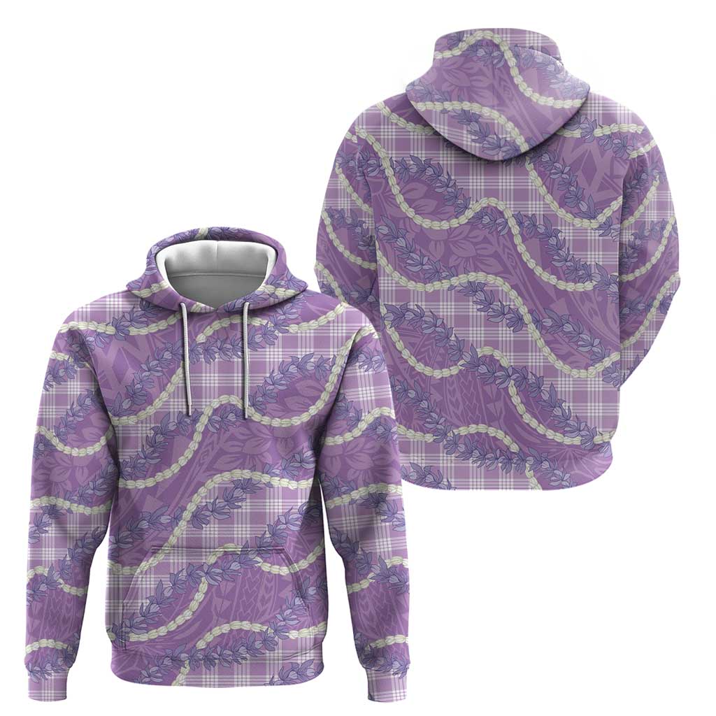 Purple Hawaii Palaka Honohono Pikake Hoodie Hawaiian Orchid Lei Polynesian Pattern - Polynesian Pride