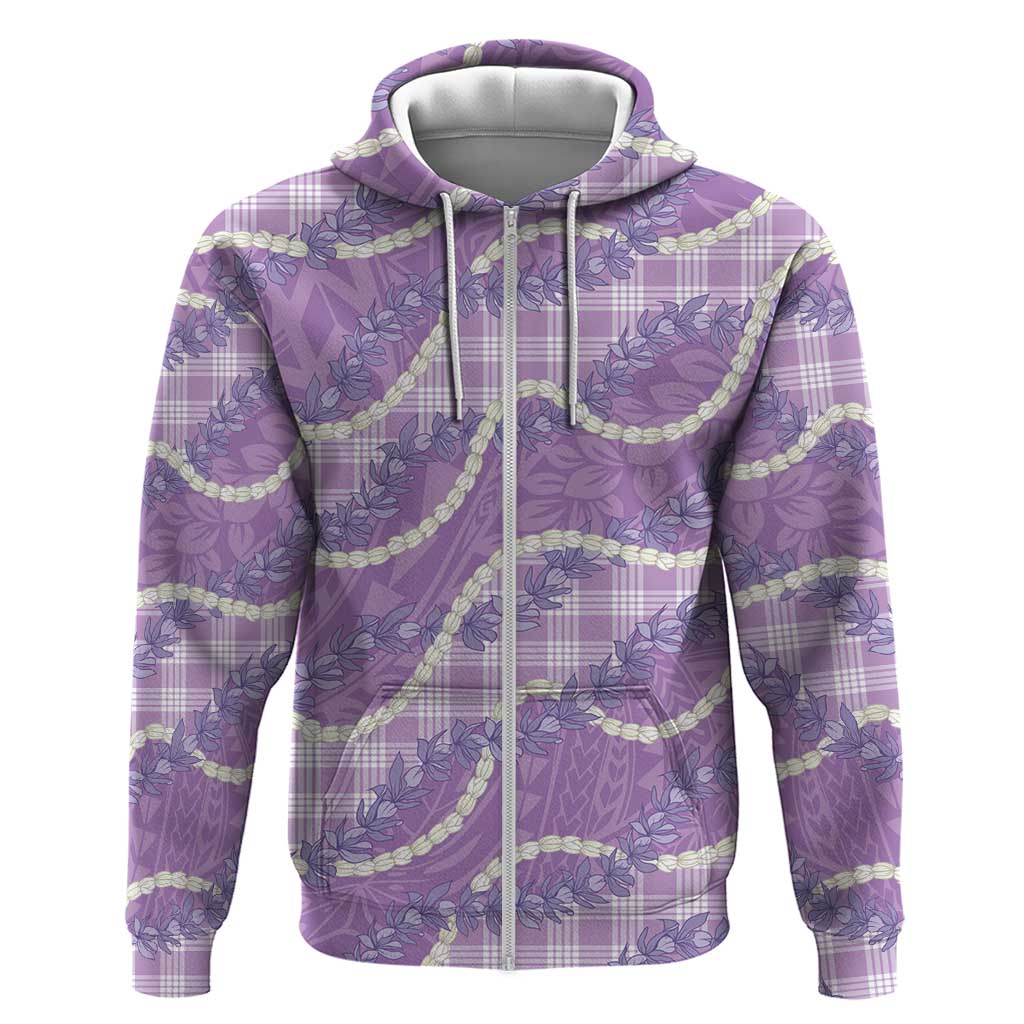 Purple Hawaii Palaka Honohono Pikake Hoodie Hawaiian Orchid Lei Polynesian Pattern - Polynesian Pride