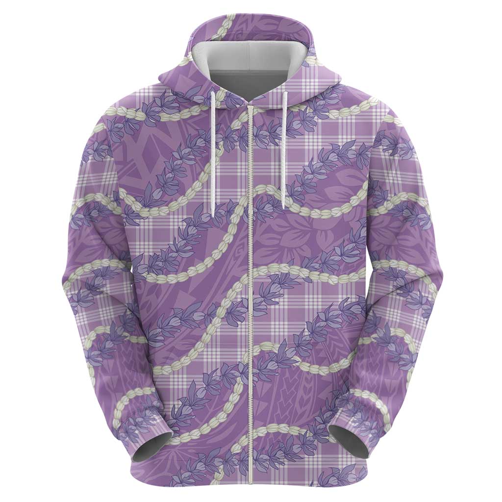 Purple Hawaii Palaka Honohono Pikake Hoodie Hawaiian Orchid Lei Polynesian Pattern - Polynesian Pride