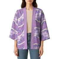 Purple Hawaii Palaka Honohono Pikake Kimono Hawaiian Orchid Lei Polynesian Pattern - Polynesian Pride