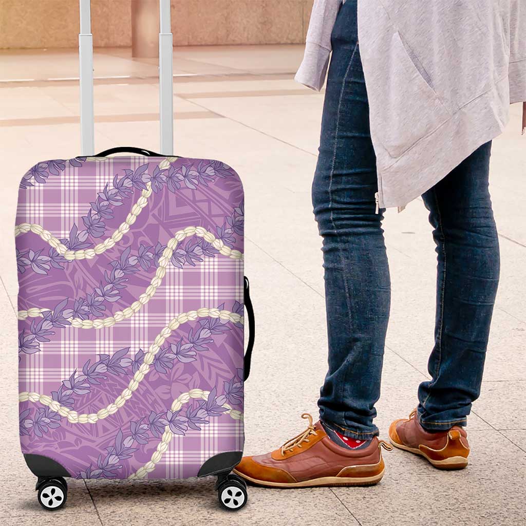 Purple Hawaii Palaka Honohono Pikake Luggage Cover Hawaiian Orchid Lei Polynesian Pattern - Polynesian Pride