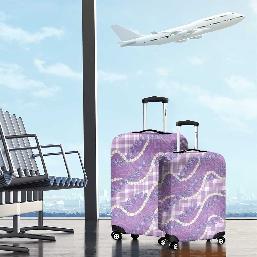 Purple Hawaii Palaka Honohono Pikake Luggage Cover Hawaiian Orchid Lei Polynesian Pattern - Polynesian Pride
