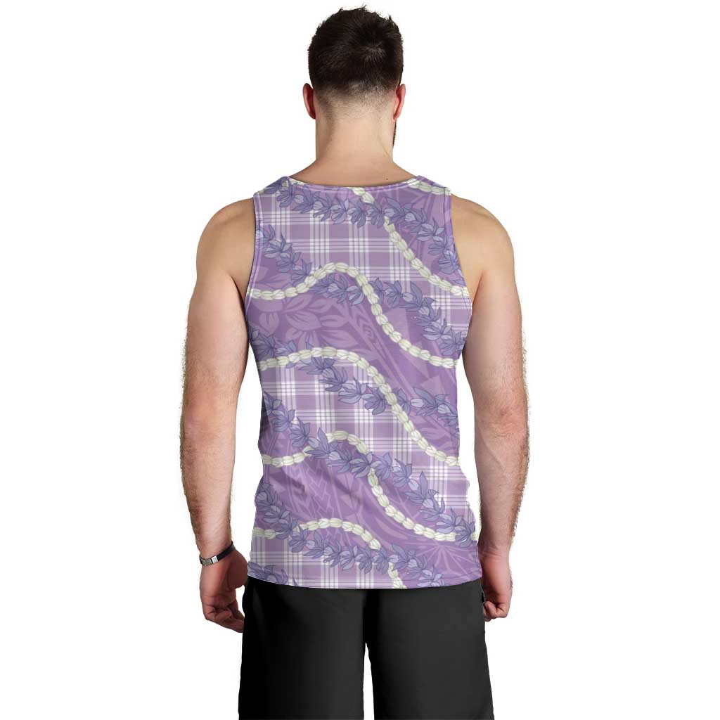 Purple Hawaii Palaka Honohono Pikake Men Tank Top Hawaiian Orchid Lei Polynesian Pattern - Polynesian Pride