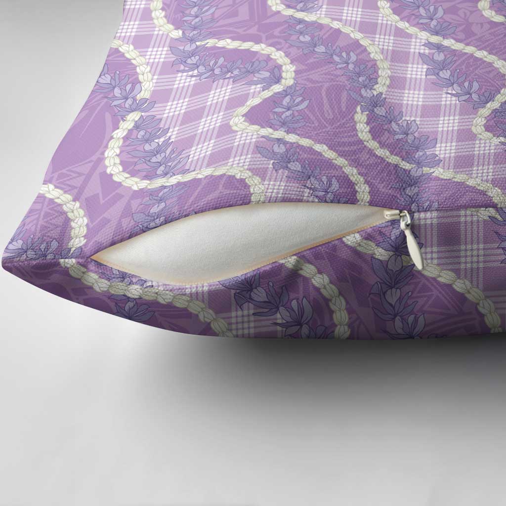 Purple Hawaii Palaka Honohono Pikake Pillow Cover Hawaiian Orchid Lei Polynesian Pattern - Polynesian Pride