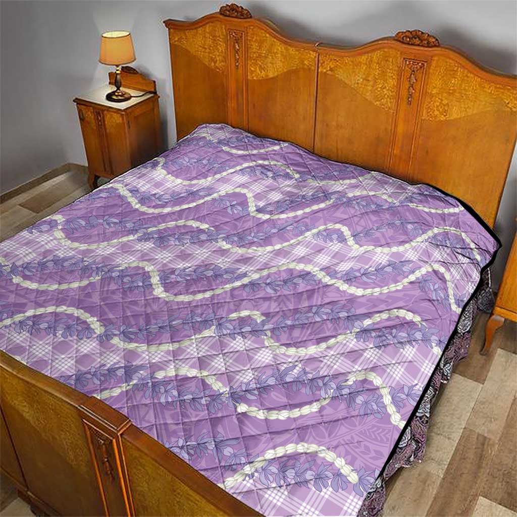 Purple Hawaii Palaka Honohono Pikake Quilt Hawaiian Orchid Lei Polynesian Pattern - Polynesian Pride