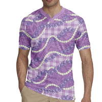 Purple Hawaii Palaka Honohono Pikake Rugby Jersey Hawaiian Orchid Lei Polynesian Pattern - Polynesian Pride