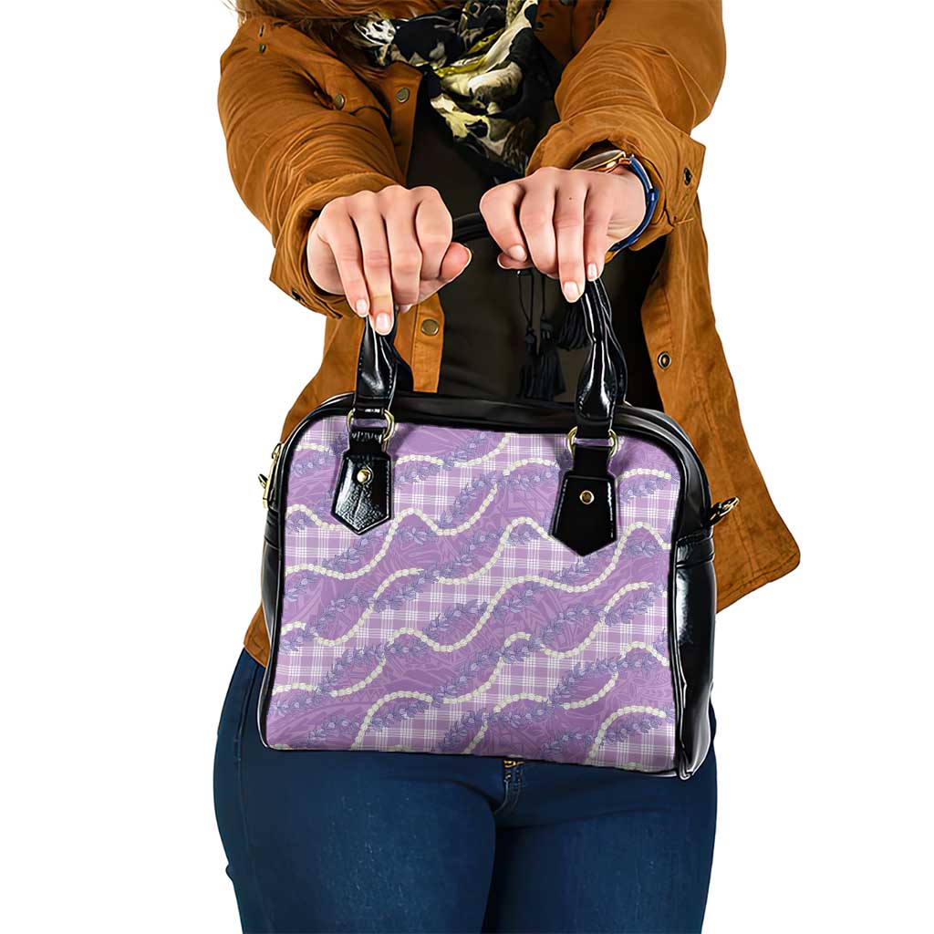 Purple Hawaii Palaka Honohono Pikake Shoulder Handbag Hawaiian Orchid Lei Polynesian Pattern - Polynesian Pride